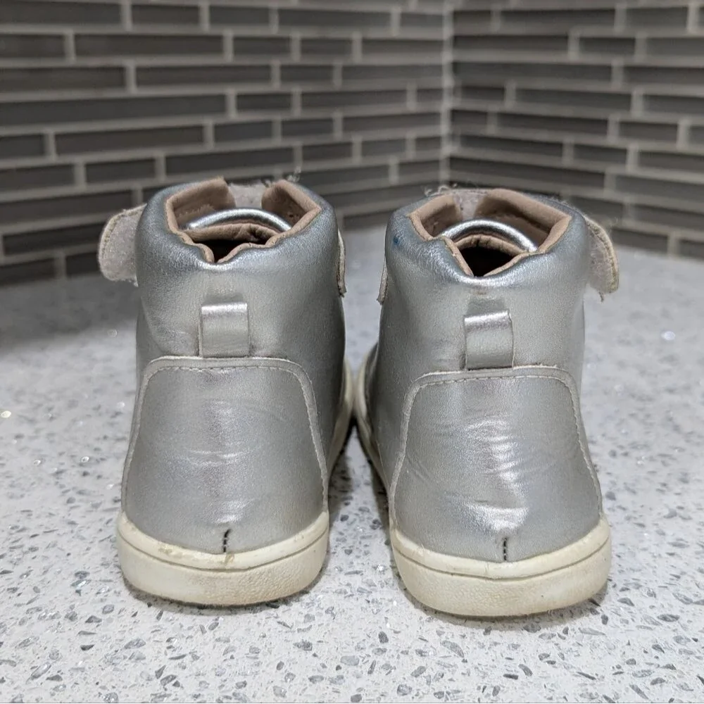 Monkey Feet USA silver High Top Sneaker Ankle Boot Toddler Kid Little Girl 2-3